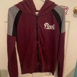 PINK VS zip-up sweatshirt maroon
